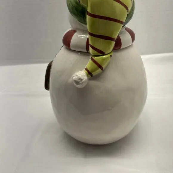 Oneida Snowman Ceramic Cookie Jar with Stocking Hat and Scarf 12" High READ - Picture 10 of 11